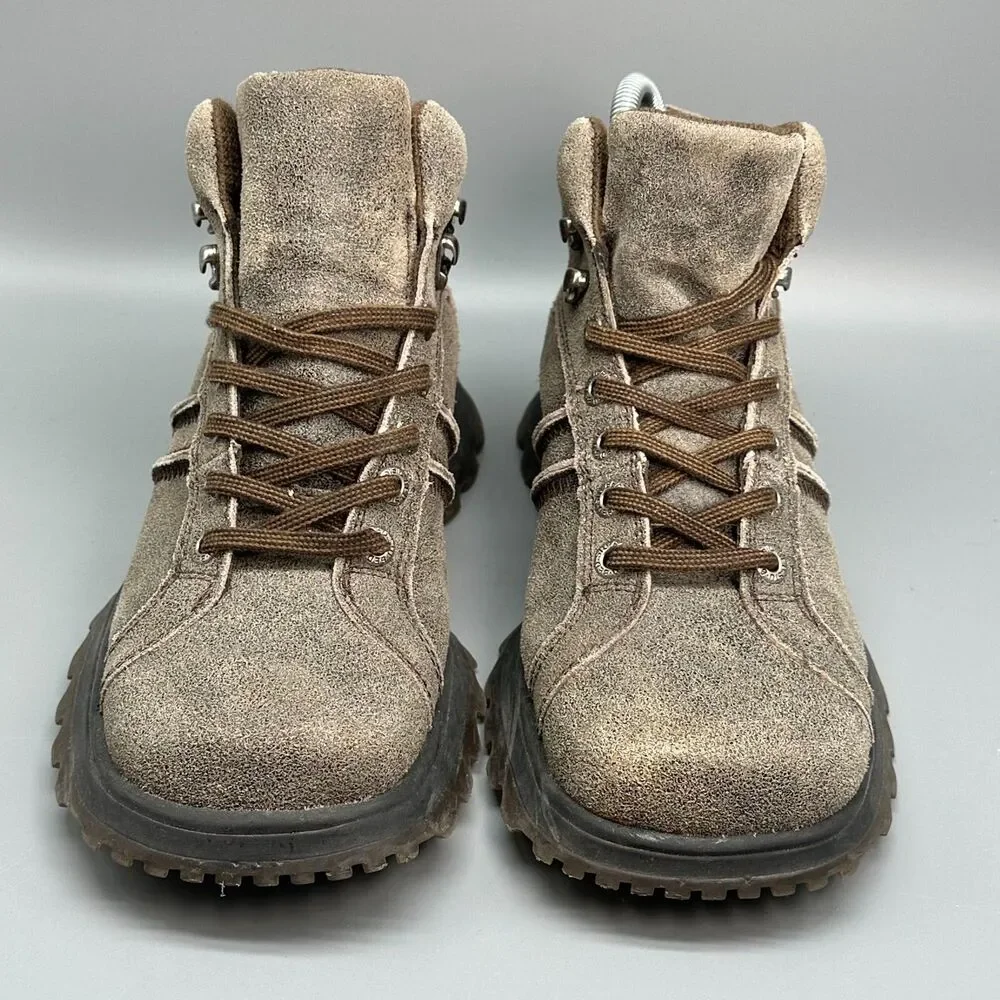 BED STU Mens 8 Brown Suede Leather Hiking Boots Lace-Up Round Toe Ankle Casual